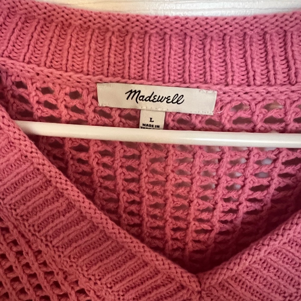 Madewell Open-Stitch V-Neck Pullover Sweater Size L